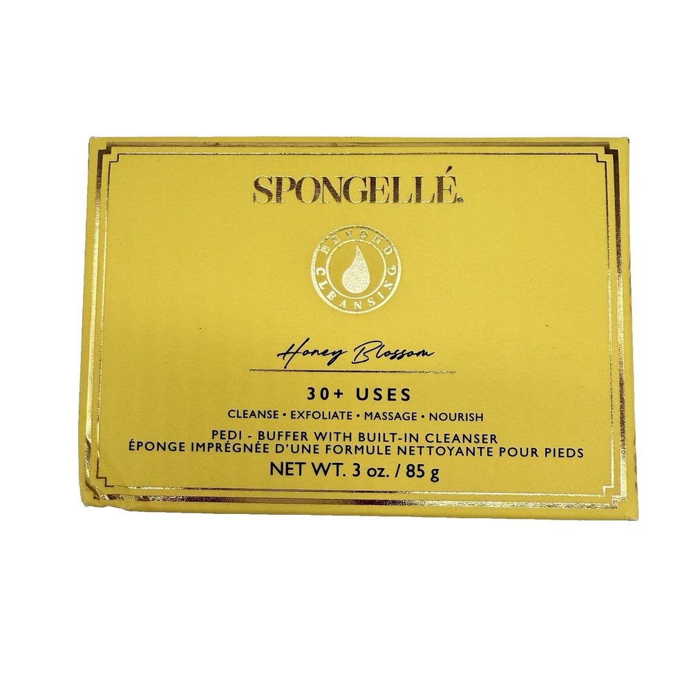 Spongelle PEDI HONEY BLOSSOM Infused Buffer Sponge Exfoliates Feet 3 Oz‎ New